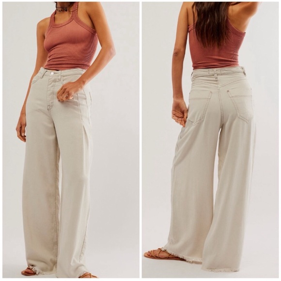 Free People We The Free Old West Slouchy Jeans - mushroom - 27